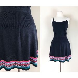 vintage sweater knit tennis skirt | full skirt mini 70s skirt | mod hippie boho